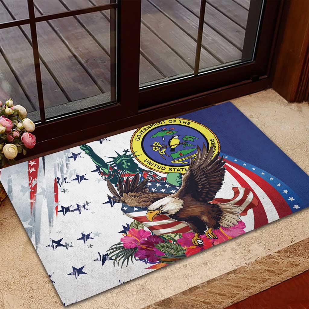 US Virgin Islands 4th of July Rubber Doormat US Eagle Statue of Liberty