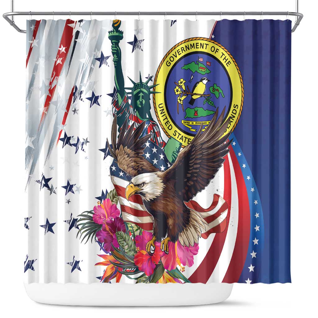 US Virgin Islands 4th of July Shower Curtain US Eagle Statue of Liberty