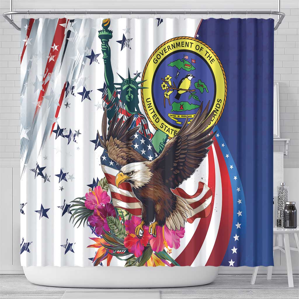 US Virgin Islands 4th of July Shower Curtain US Eagle Statue of Liberty