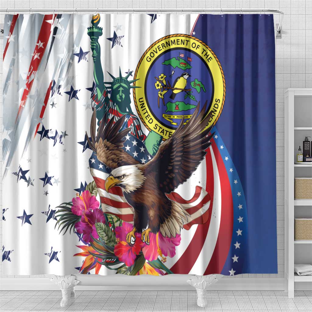 US Virgin Islands 4th of July Shower Curtain US Eagle Statue of Liberty