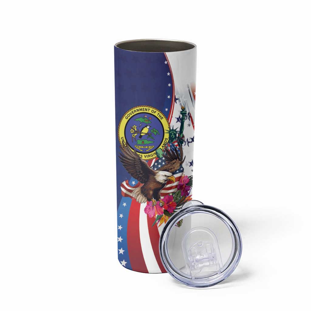 Personalized US Virgin Islands 4th of July Skinny Tumbler US Eagle Statue of Liberty