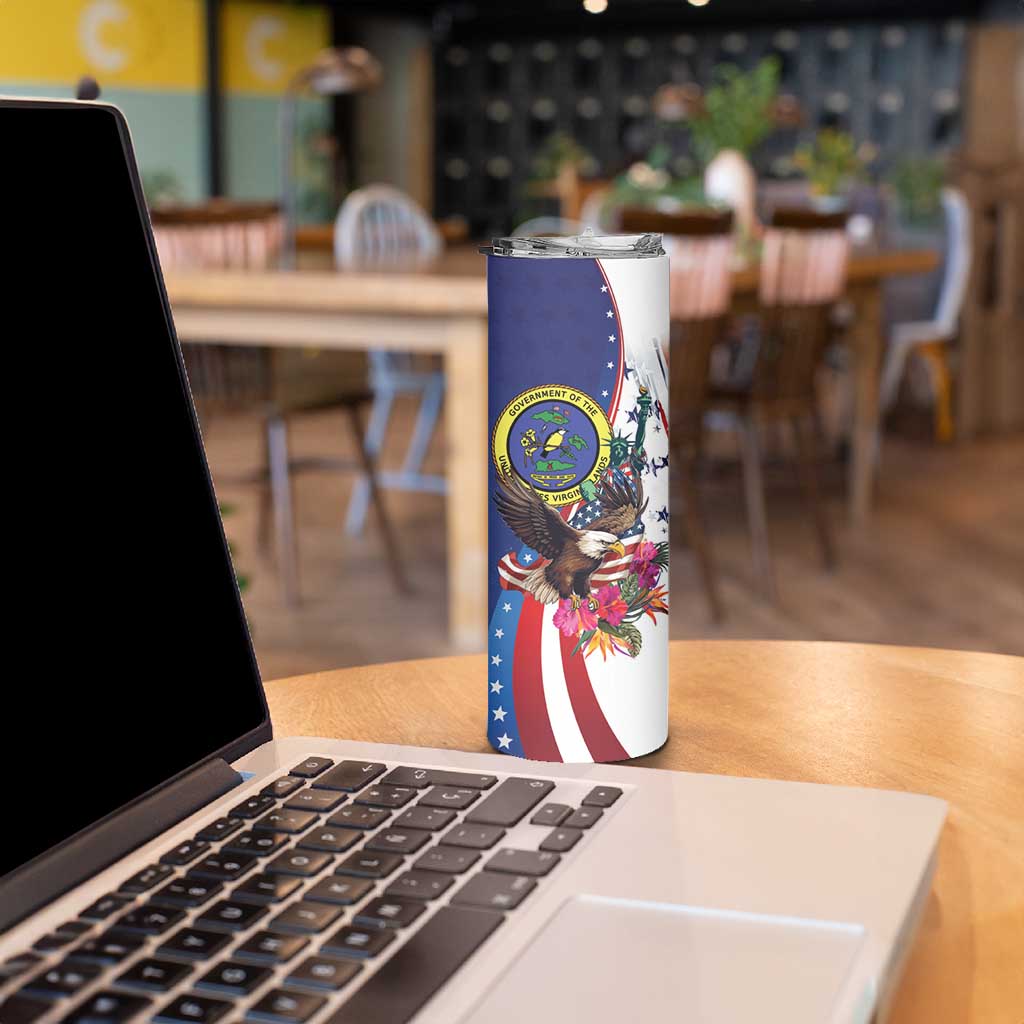 Personalized US Virgin Islands 4th of July Skinny Tumbler US Eagle Statue of Liberty