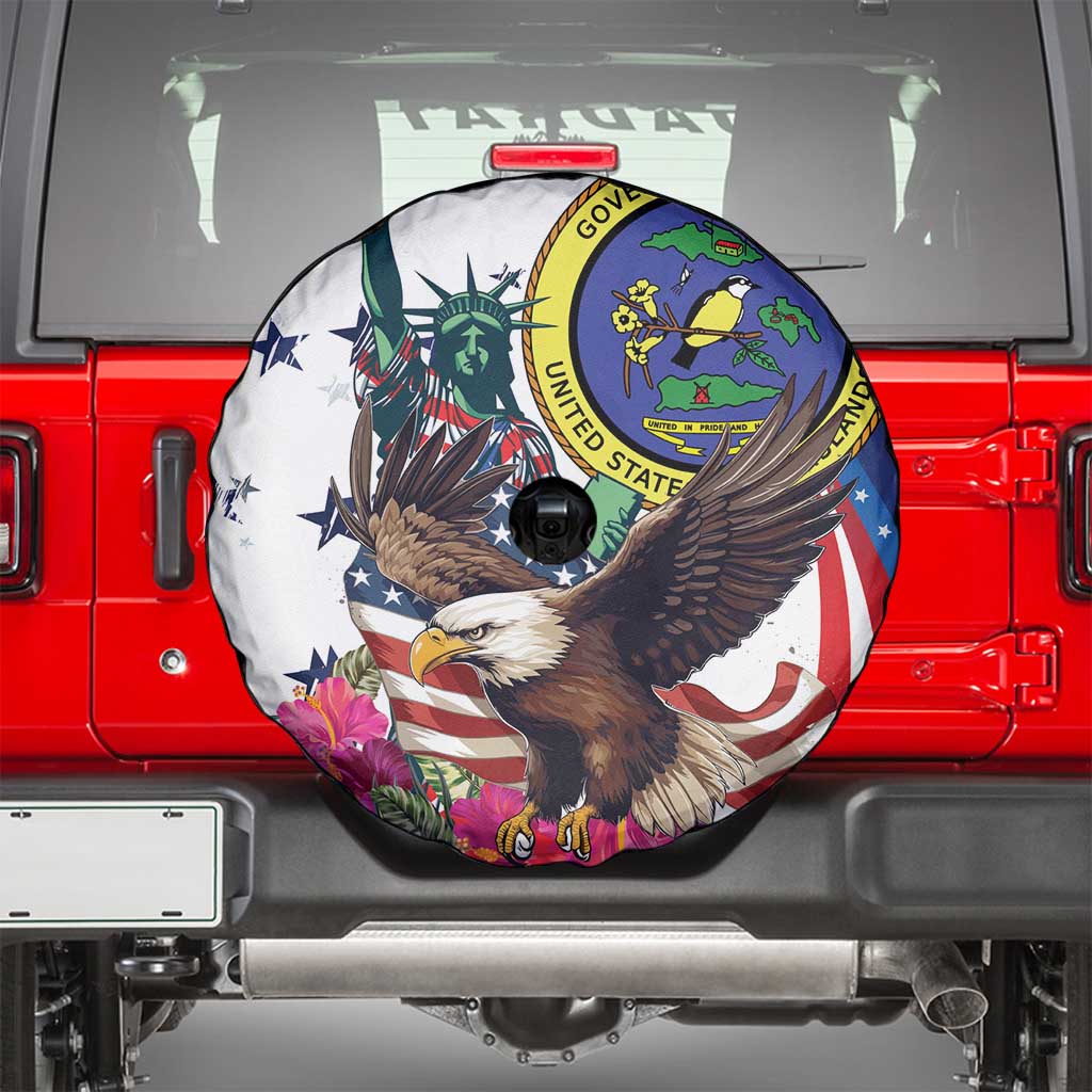 US Virgin Islands 4th of July Spare Tire Cover US Eagle Statue of Liberty