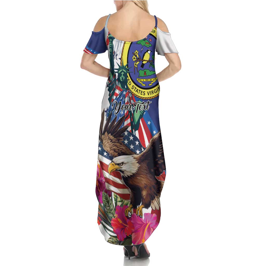 Personalized US Virgin Islands 4th of July Summer Maxi Dress US Eagle Statue of Liberty