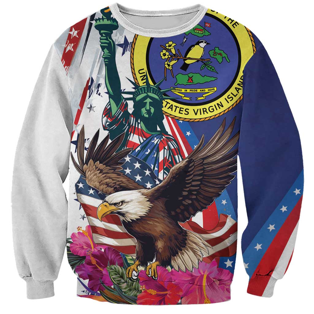 Personalized US Virgin Islands 4th of July Sweatshirt US Eagle Statue of Liberty