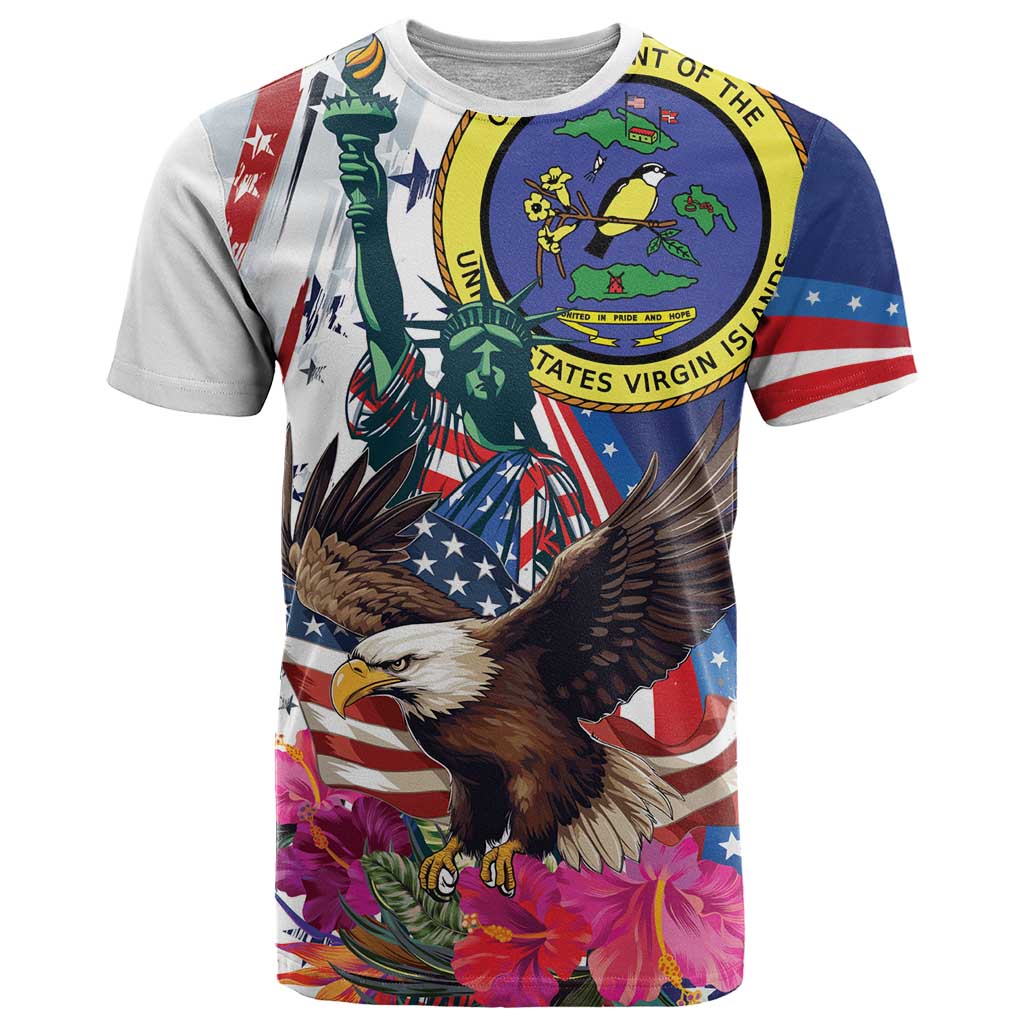 Personalized US Virgin Islands 4th of July T Shirt US Eagle Statue of Liberty