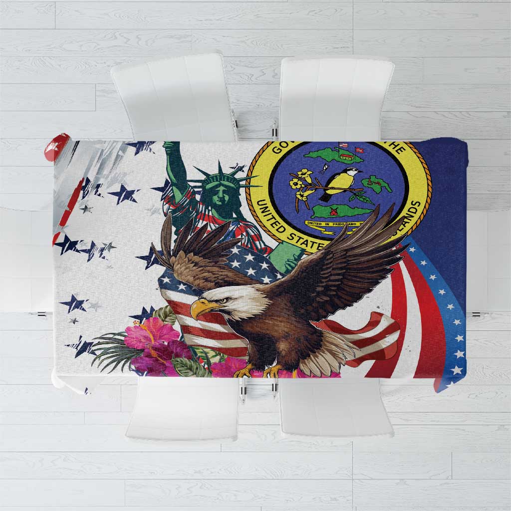 US Virgin Islands 4th of July Tablecloth US Eagle Statue of Liberty