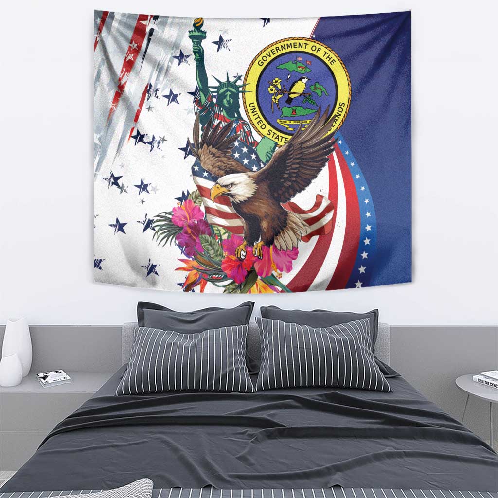 US Virgin Islands 4th of July Tapestry US Eagle Statue of Liberty