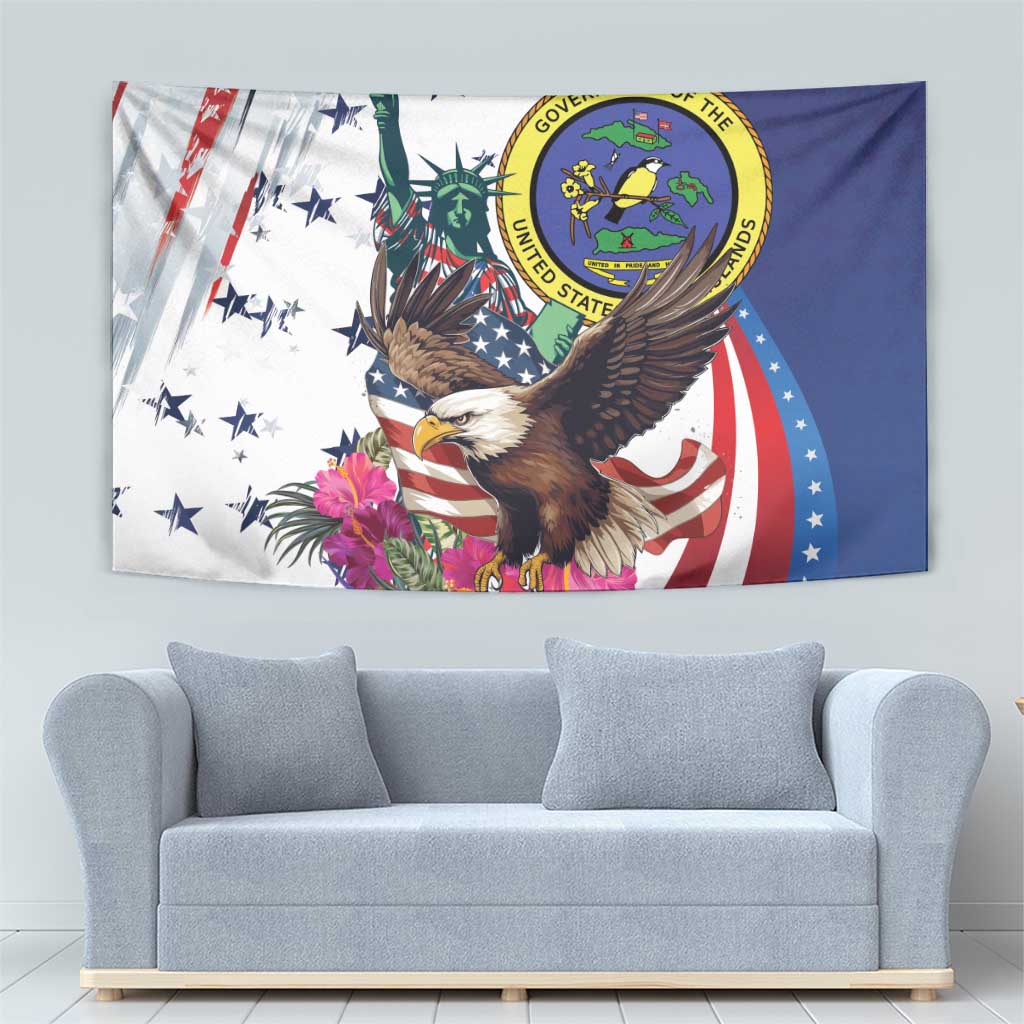 US Virgin Islands 4th of July Tapestry US Eagle Statue of Liberty