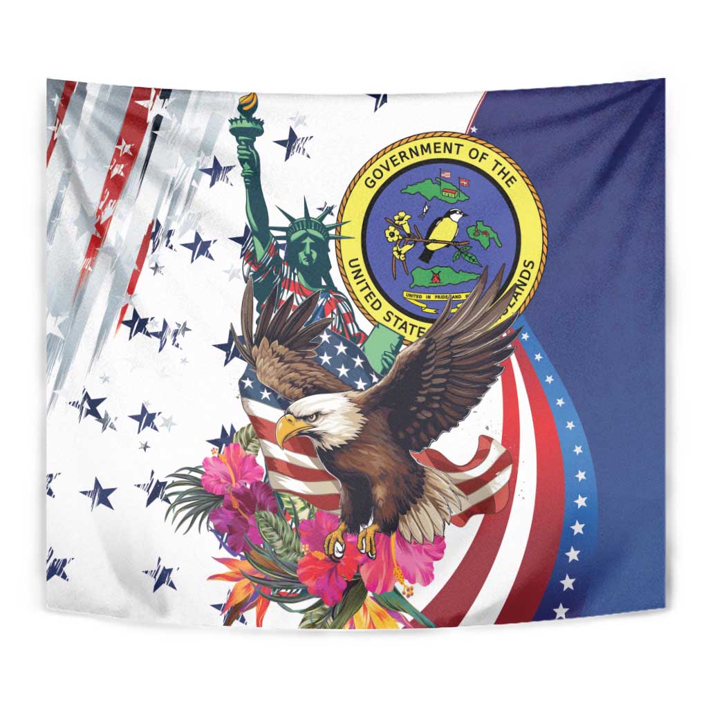 US Virgin Islands 4th of July Tapestry US Eagle Statue of Liberty
