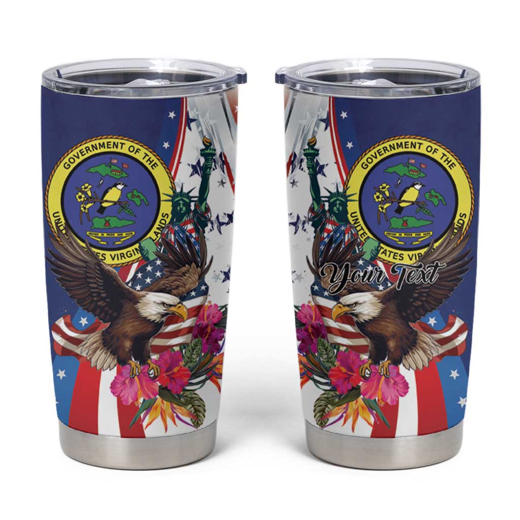 Personalized US Virgin Islands 4th of July Tumbler Cup US Eagle Statue of Liberty
