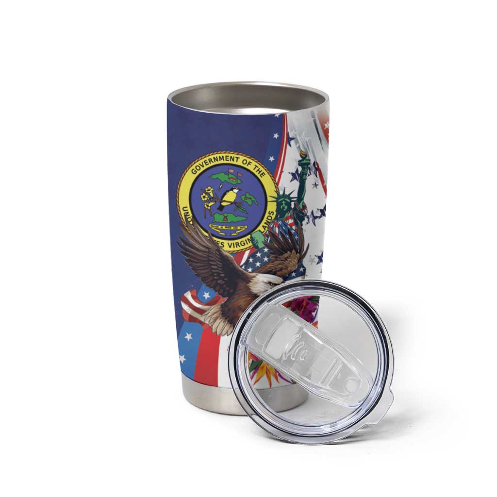 Personalized US Virgin Islands 4th of July Tumbler Cup US Eagle Statue of Liberty