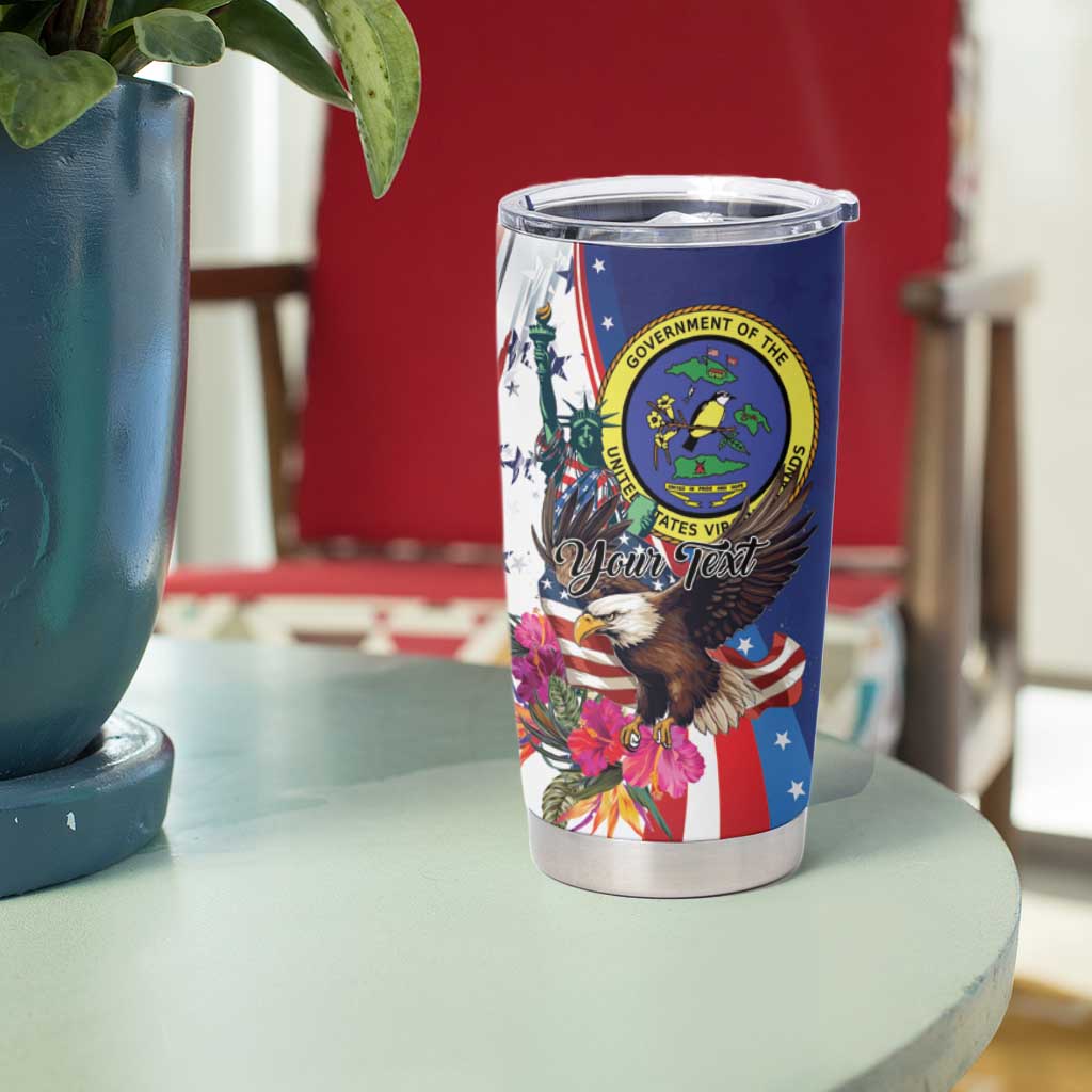 Personalized US Virgin Islands 4th of July Tumbler Cup US Eagle Statue of Liberty