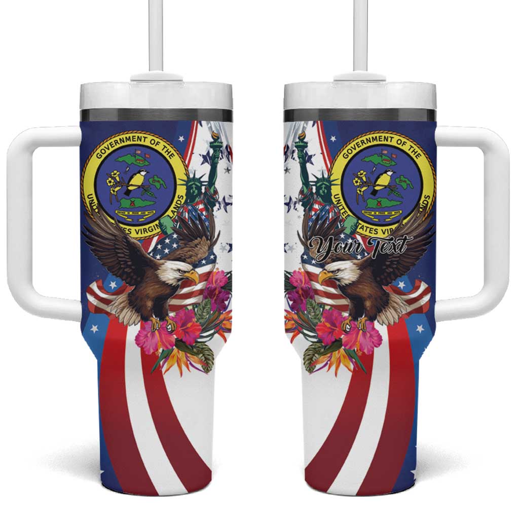 Personalized US Virgin Islands 4th of July Tumbler With Handle US Eagle Statue of Liberty