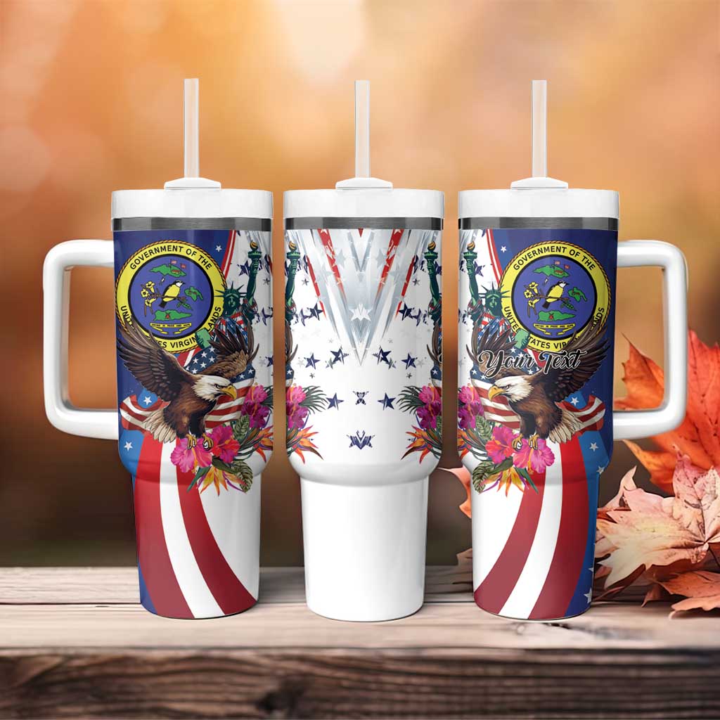 Personalized US Virgin Islands 4th of July Tumbler With Handle US Eagle Statue of Liberty