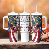 Personalized US Virgin Islands 4th of July Tumbler With Handle US Eagle Statue of Liberty