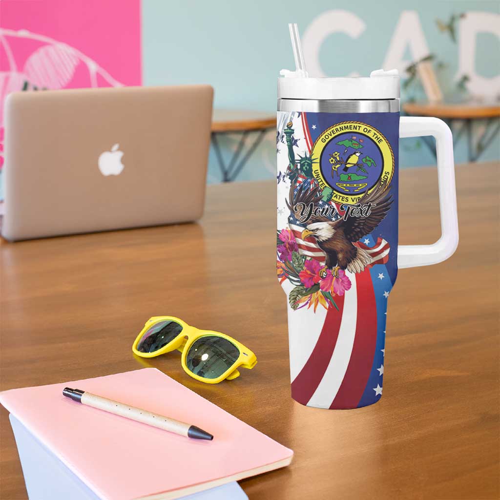 Personalized US Virgin Islands 4th of July Tumbler With Handle US Eagle Statue of Liberty