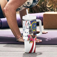 Personalized US Virgin Islands 4th of July Tumbler With Handle US Eagle Statue of Liberty