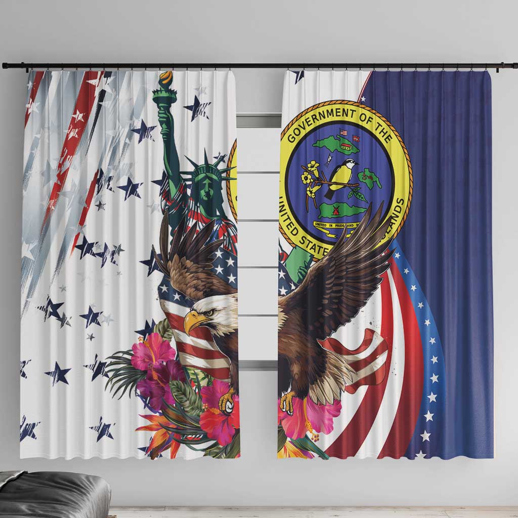 US Virgin Islands 4th of July Window Curtain US Eagle Statue of Liberty
