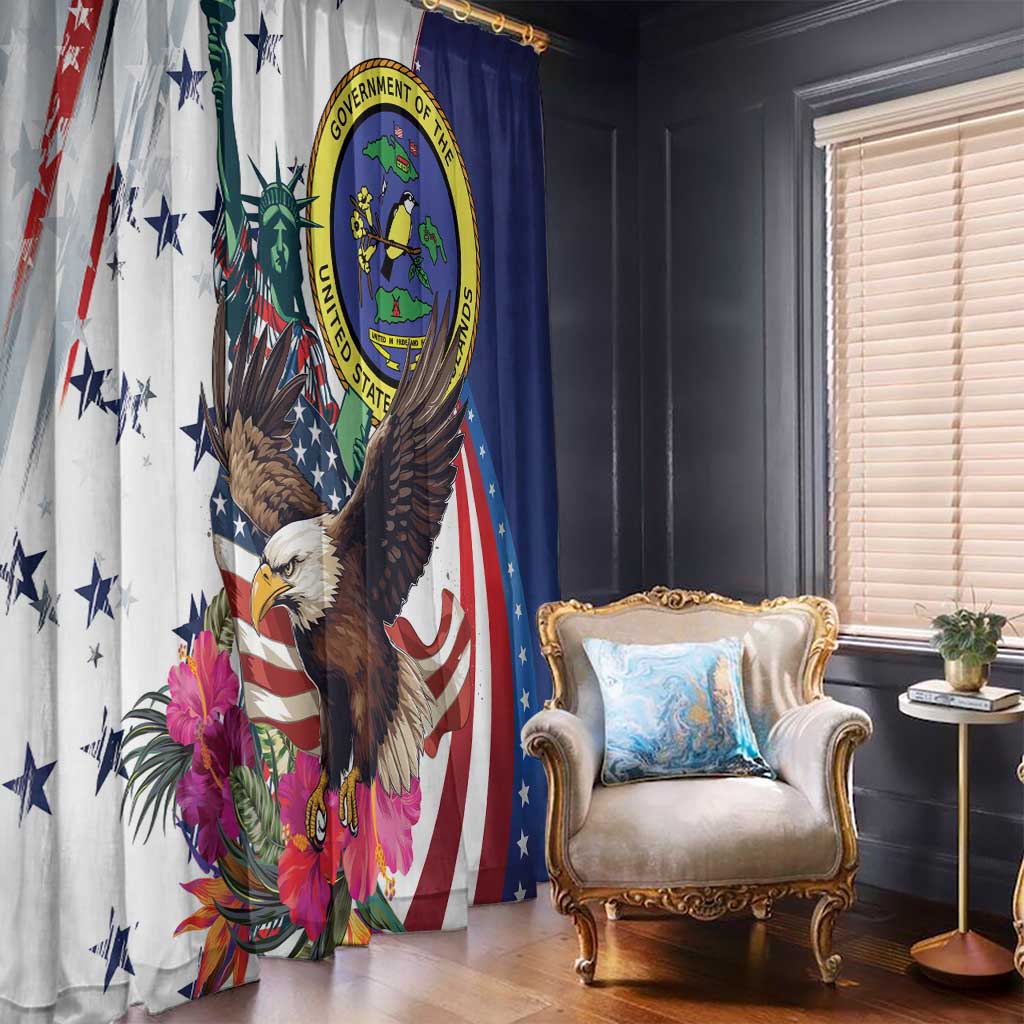 US Virgin Islands 4th of July Window Curtain US Eagle Statue of Liberty