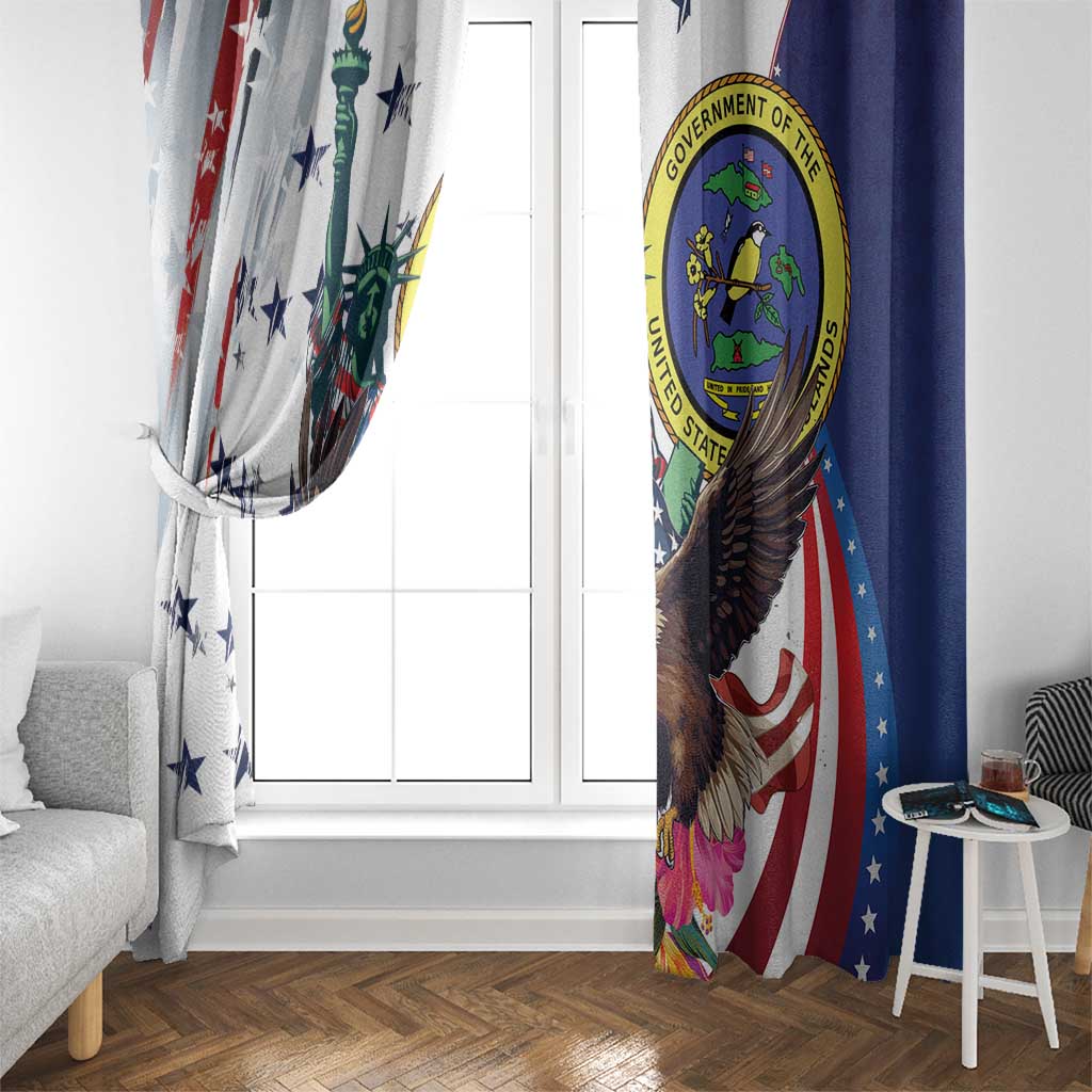 US Virgin Islands 4th of July Window Curtain US Eagle Statue of Liberty