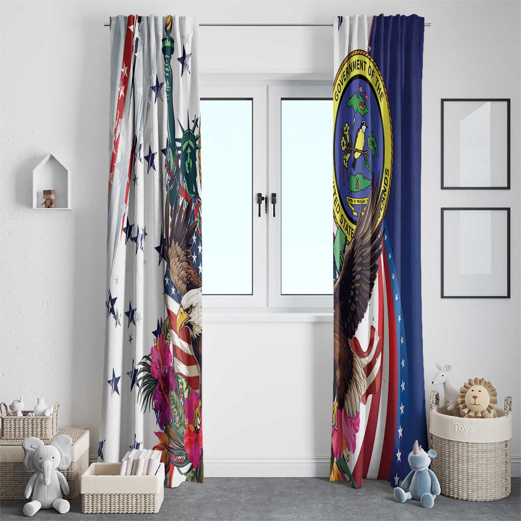 US Virgin Islands 4th of July Window Curtain US Eagle Statue of Liberty
