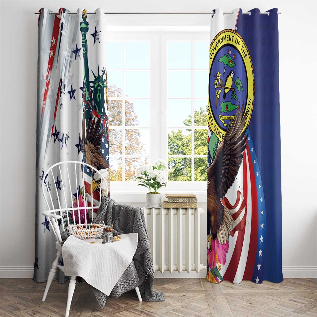 US Virgin Islands 4th of July Window Curtain US Eagle Statue of Liberty