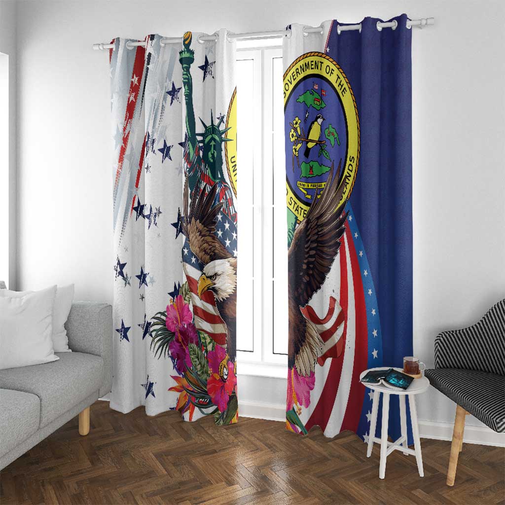 US Virgin Islands 4th of July Window Curtain US Eagle Statue of Liberty