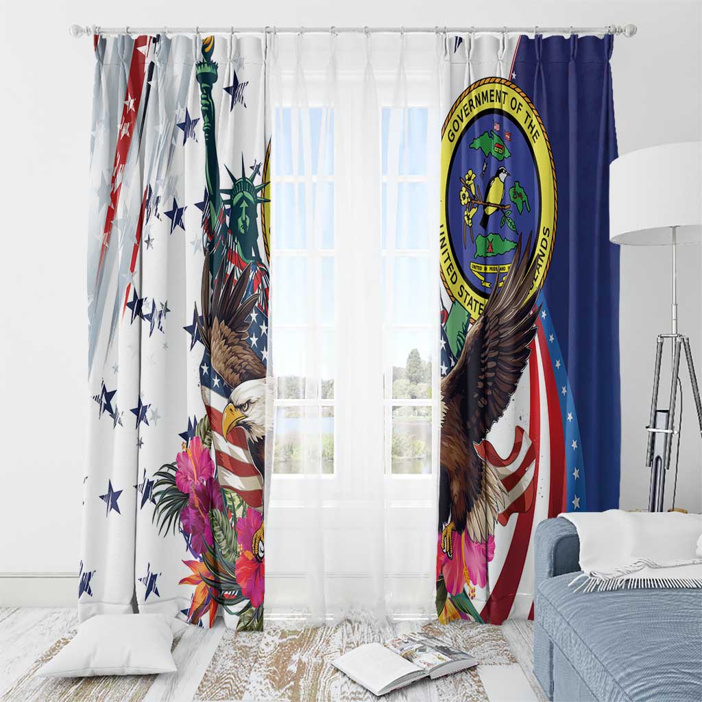US Virgin Islands 4th of July Window Curtain US Eagle Statue of Liberty