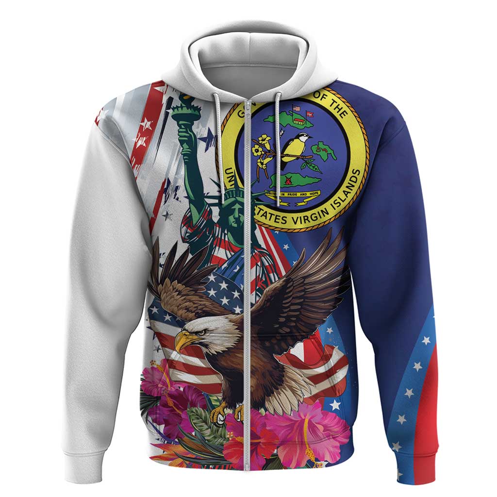 Personalized US Virgin Islands 4th of July Zip Hoodie US Eagle Statue of Liberty