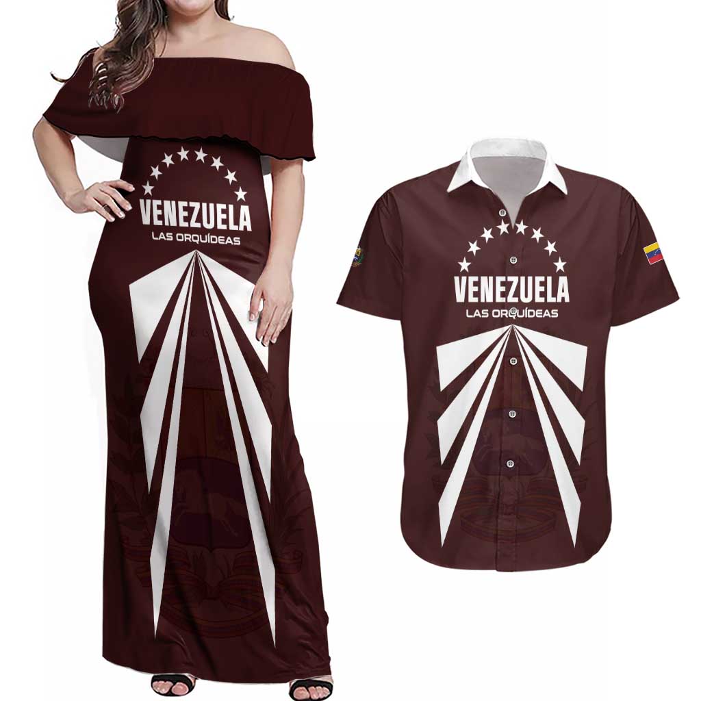 Custom Venezuela Rugby Couples Matching Off Shoulder Maxi Dress and Hawaiian Shirt Las Orquideas Go Champions