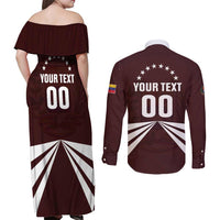 Custom Venezuela Rugby Couples Matching Off Shoulder Maxi Dress and Long Sleeve Button Shirt Las Orquideas Go Champions
