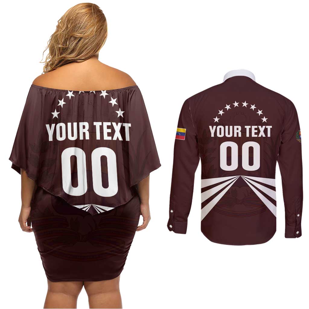 Custom Venezuela Rugby Couples Matching Off Shoulder Short Dress and Long Sleeve Button Shirt Las Orquideas Go Champions