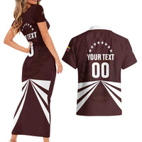 Custom Venezuela Rugby Couples Matching Short Sleeve Bodycon Dress and Hawaiian Shirt Las Orquideas Go Champions