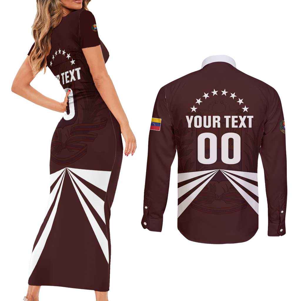Custom Venezuela Rugby Couples Matching Short Sleeve Bodycon Dress and Long Sleeve Button Shirt Las Orquideas Go Champions