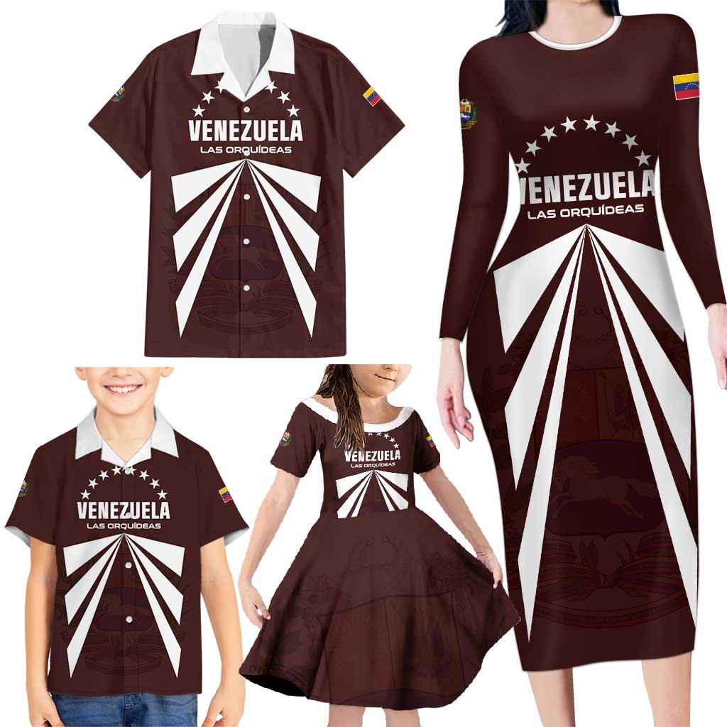 Custom Venezuela Rugby Family Matching Long Sleeve Bodycon Dress and Hawaiian Shirt Las Orquideas Go Champions