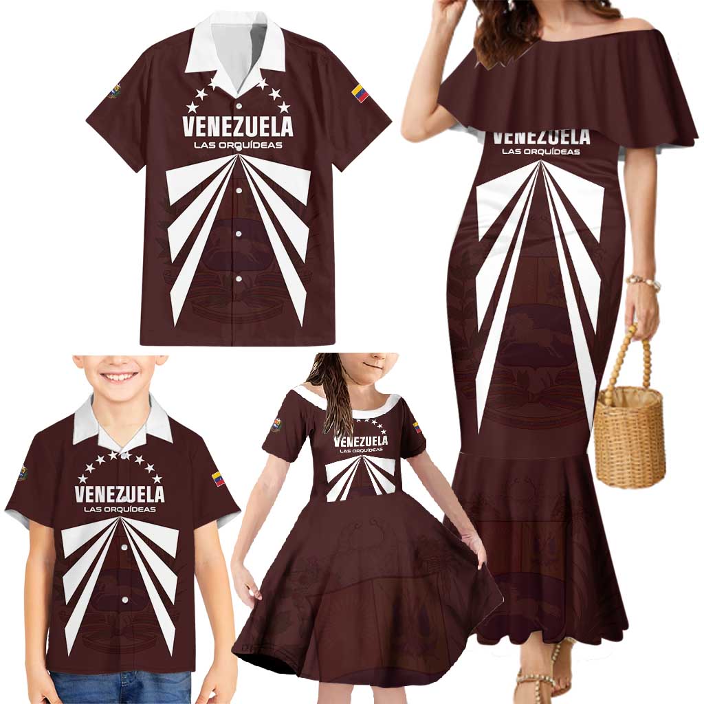 Custom Venezuela Rugby Family Matching Mermaid Dress and Hawaiian Shirt Las Orquideas Go Champions