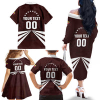 Custom Venezuela Rugby Family Matching Off The Shoulder Long Sleeve Dress and Hawaiian Shirt Las Orquideas Go Champions