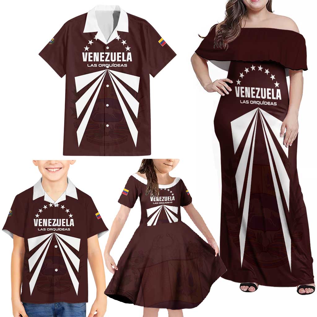Custom Venezuela Rugby Family Matching Off Shoulder Maxi Dress and Hawaiian Shirt Las Orquideas Go Champions