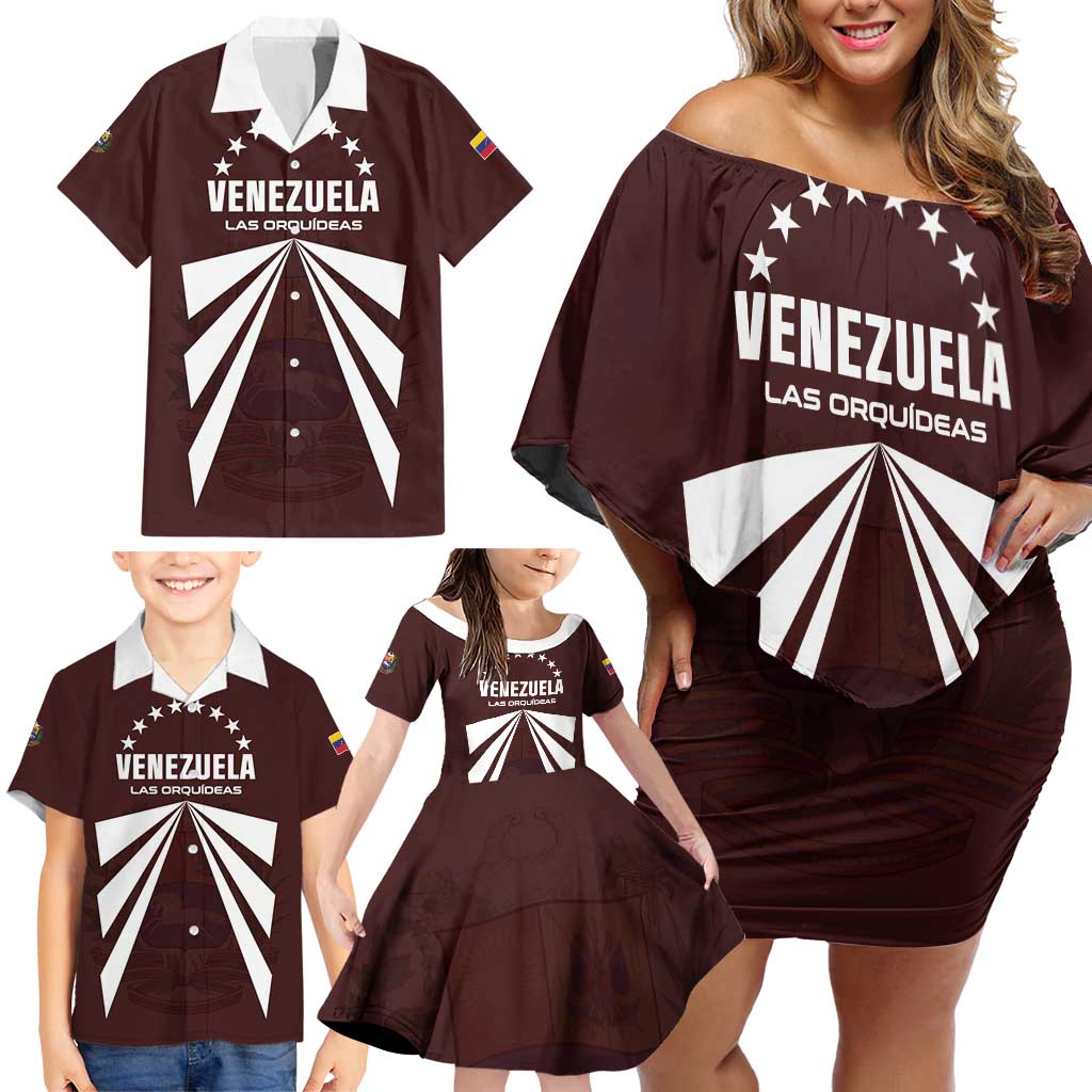 Custom Venezuela Rugby Family Matching Off Shoulder Short Dress and Hawaiian Shirt Las Orquideas Go Champions