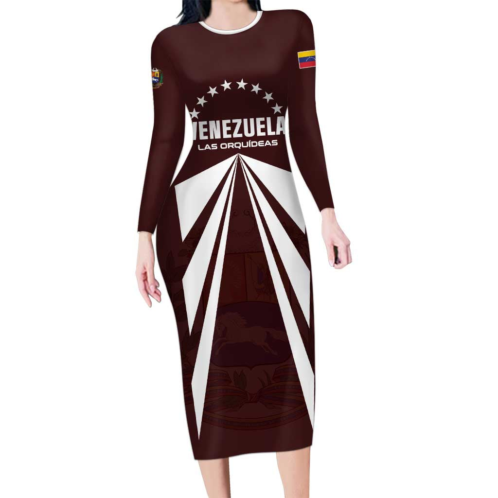 Custom Venezuela Rugby Long Sleeve Bodycon Dress Las Orquideas Go Champions