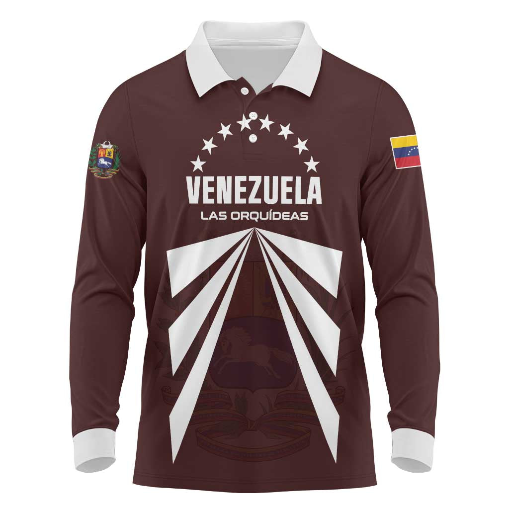 Custom Venezuela Rugby Long Sleeve Polo Shirt Las Orquideas Go Champions
