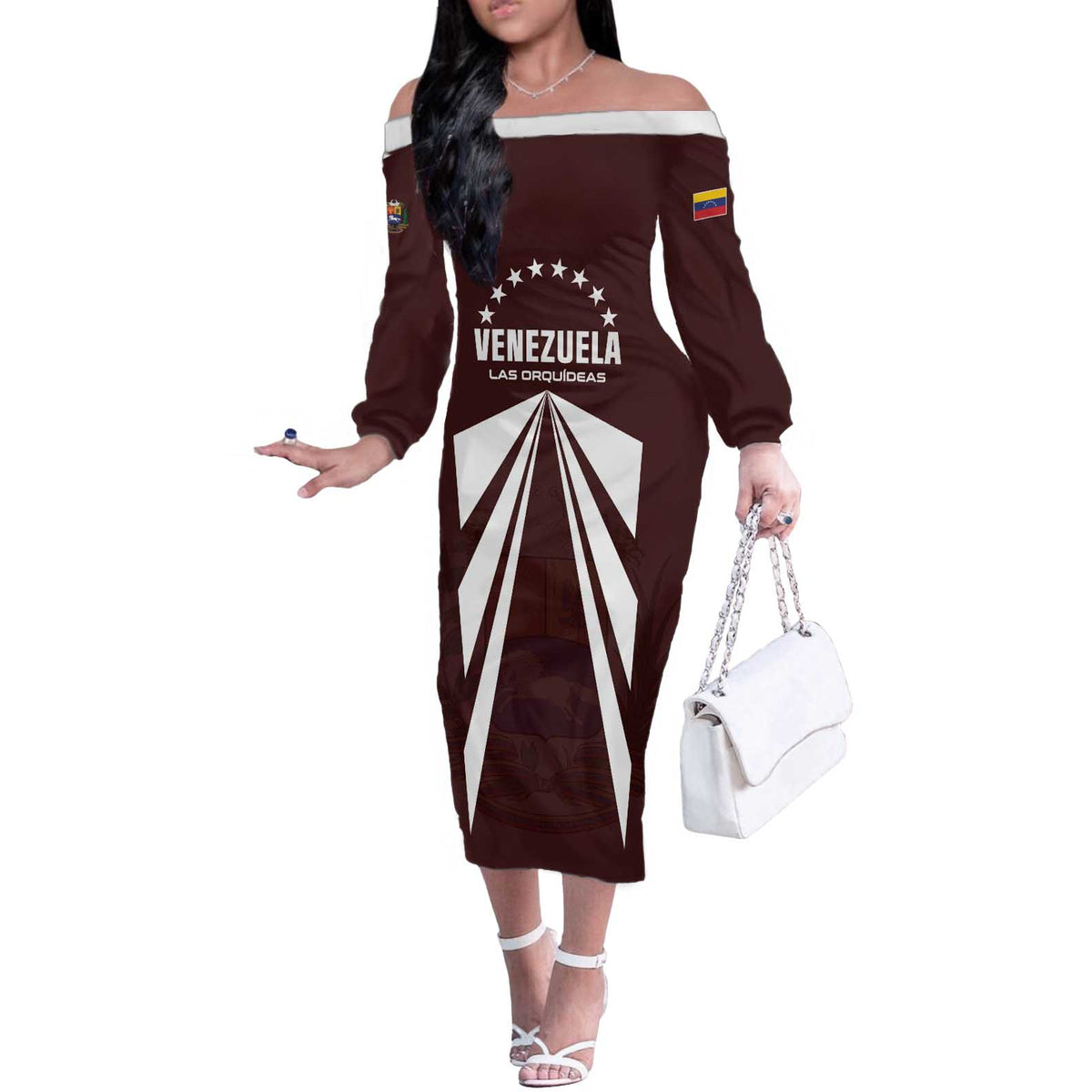 Custom Venezuela Rugby Off The Shoulder Long Sleeve Dress Las Orquideas Go Champions
