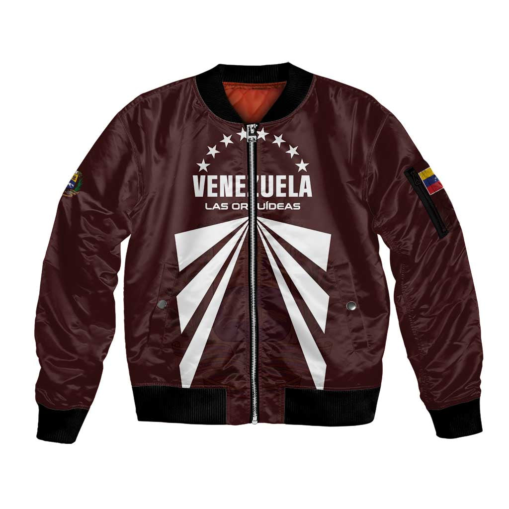 Custom Venezuela Rugby Sleeve Zip Bomber Jacket Las Orquideas Go Champions