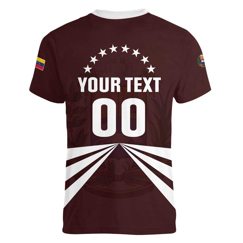 Custom Venezuela Rugby Women V-Neck T-Shirt Las Orquideas Go Champions