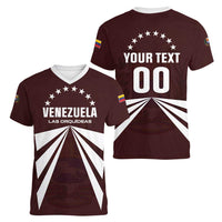 Custom Venezuela Rugby Women V-Neck T-Shirt Las Orquideas Go Champions