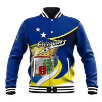 Curacao Baseball Jacket Coat Of Arms With Map Special Version - Wonder Print Shop