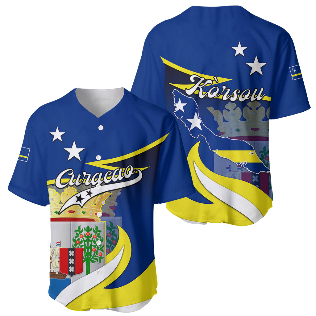Curacao Baseball Jersey Coat Of Arms With Map Special Version - Wonder Print Shop