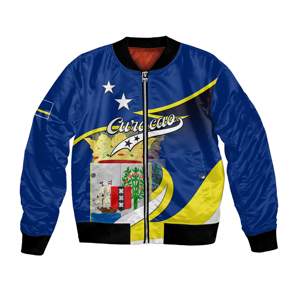 Curacao Bomber Jacket Coat Of Arms With Map Special Version - Wonder Print Shop