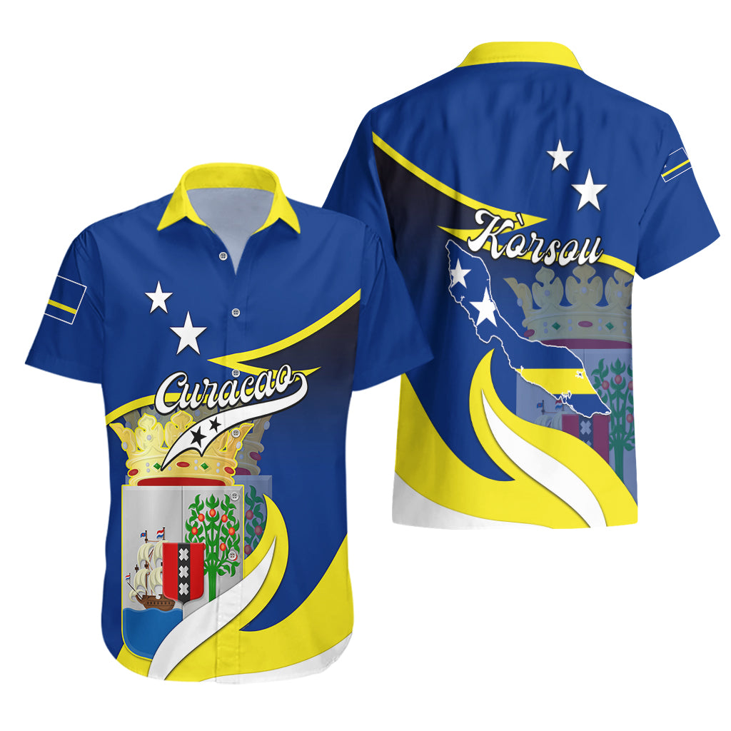 Curacao Hawaiian Shirt Coat Of Arms With Map Special Version - Wonder Print Shop